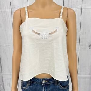 American VINTAGE MEDIUM Undercover Wear 60's Cream Sheer Crop Top Floral